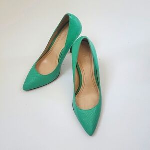 Cole Haan Nike Air Mint Green Snakeskin Embossed Stiletto Pumps 5” Heels Size 6